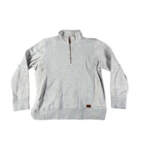 LL Bean Pullover Womens 1X Plus Gray Quilted Half Zip Sweater Fleece Outdoor